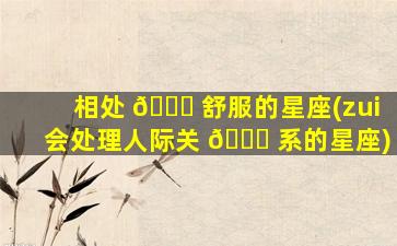 相处 🐟 舒服的星座(zui
会处理人际关 🐋 系的星座)